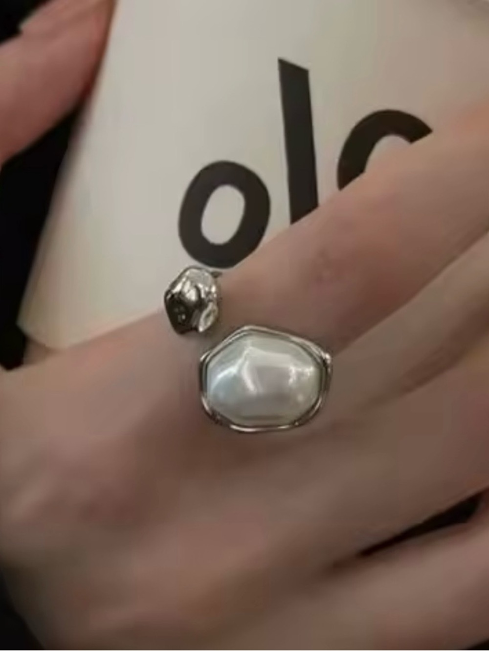 Silver Pearl Accent Open Ring - Women Jewelry